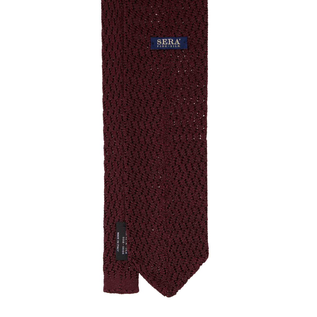 Burgundy Knitted Silk Tie & Blue Elastic Suspenders Set Serà Fine Silk