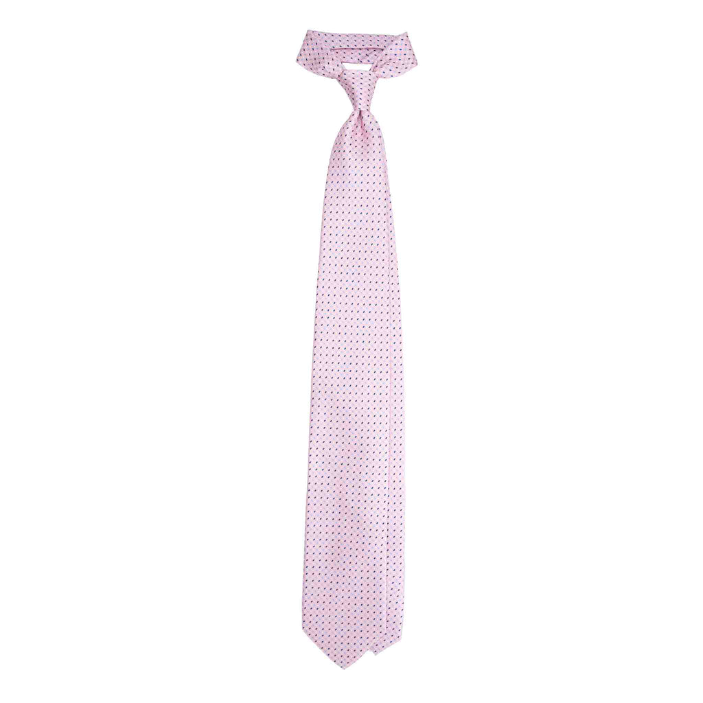 Pink Silk Tie with Micro Oval Pattern Serà Fine Silk