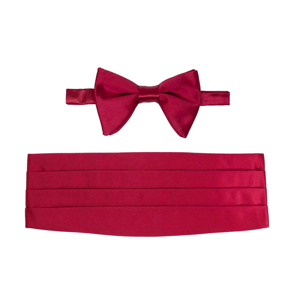 Red Silk Satin Bow Tie and Cummerbund Set Serà Fine Silk