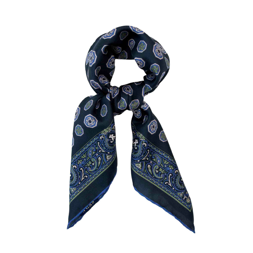 Marsala Blue Silk Bandana Serà Fine Silk