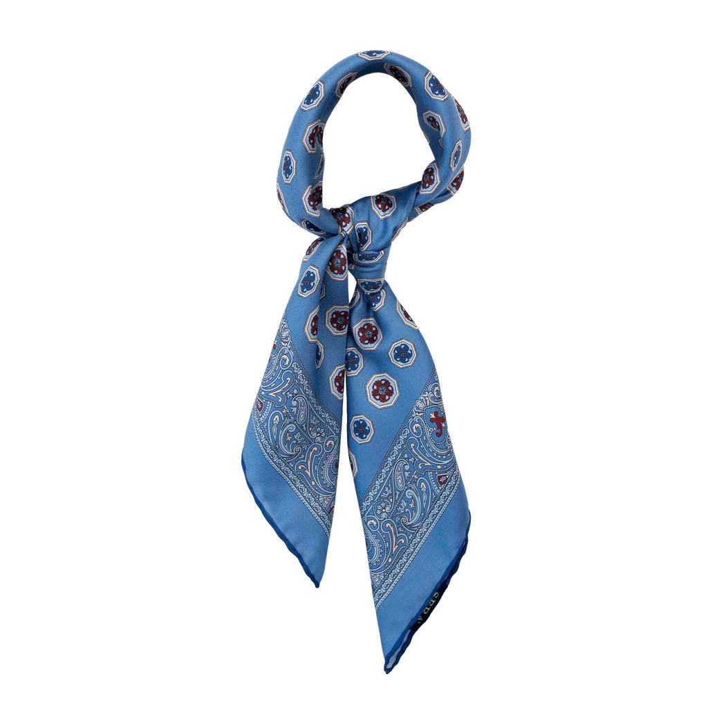 Marsala Light Blue Silk Bandana Serà Fine Silk