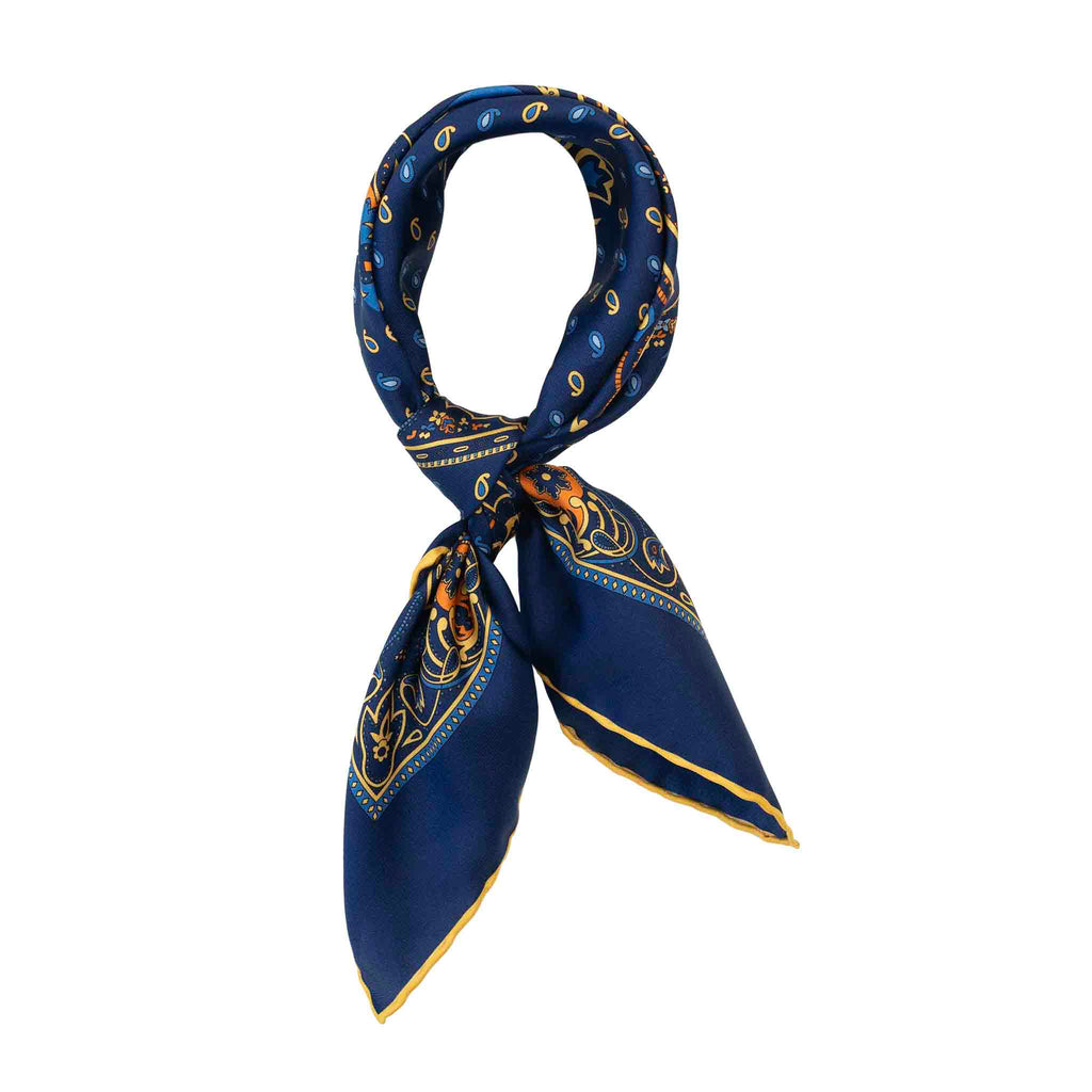 Big Paisley Blue Silk Bandana | Serà Fine Silk