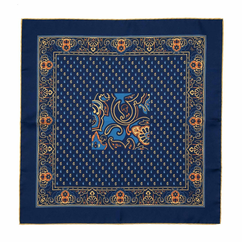 Big Paisley Blue Silk Bandana Serà Fine Silk