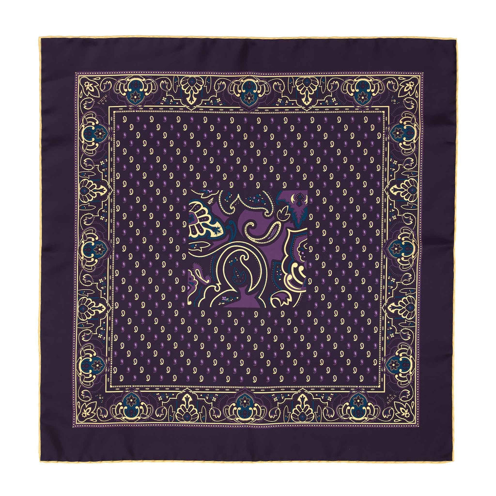 Big Paisley Purple Silk Bandana Serà Fine Silk