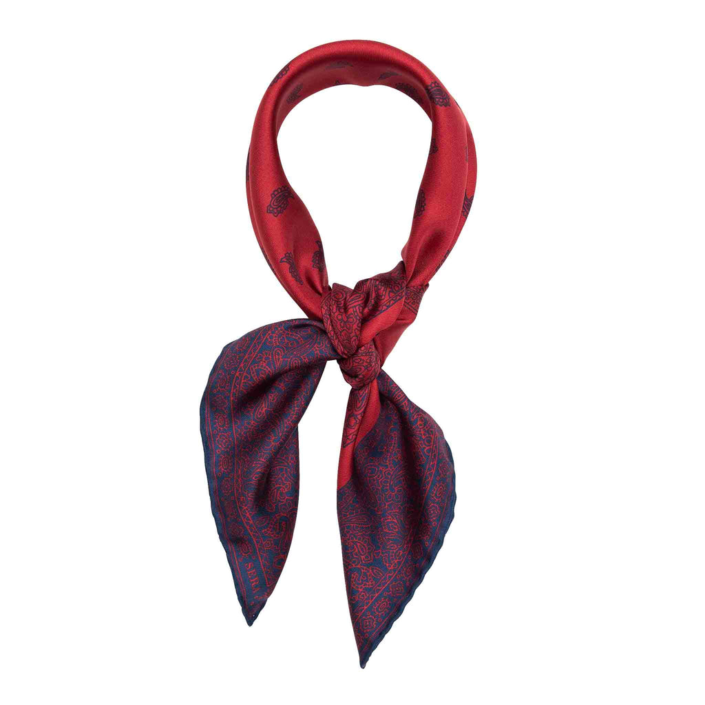 Paisley Red and Navy Silk Bandana Serà Fine Silk