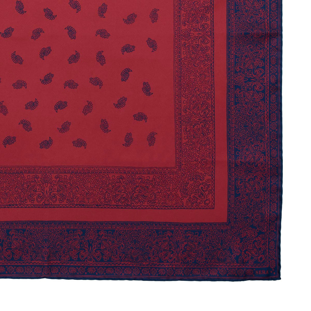 Paisley Red and Navy Silk Bandana Serà Fine Silk