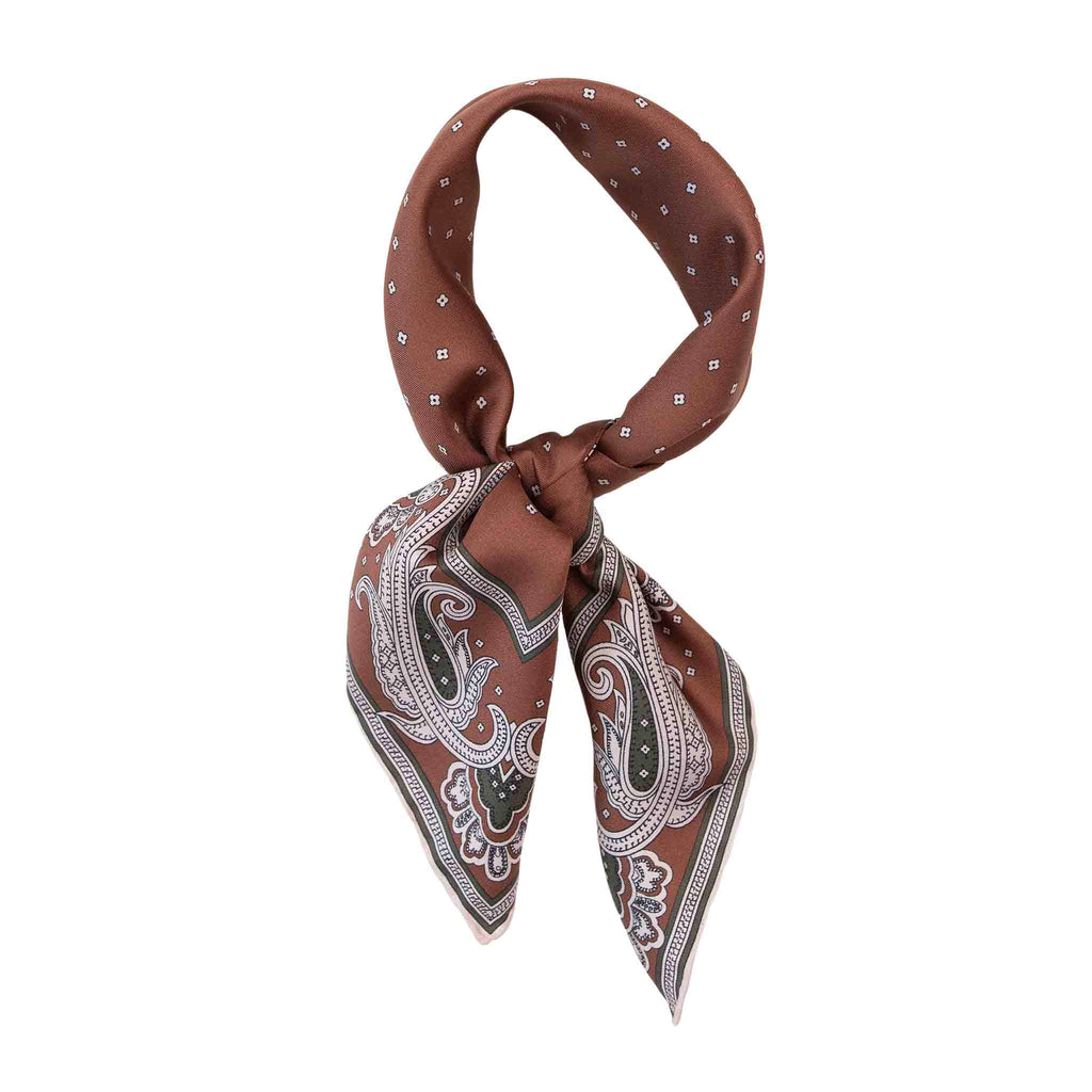 Waves Brown and Green Silk Bandana Serà Fine Silk