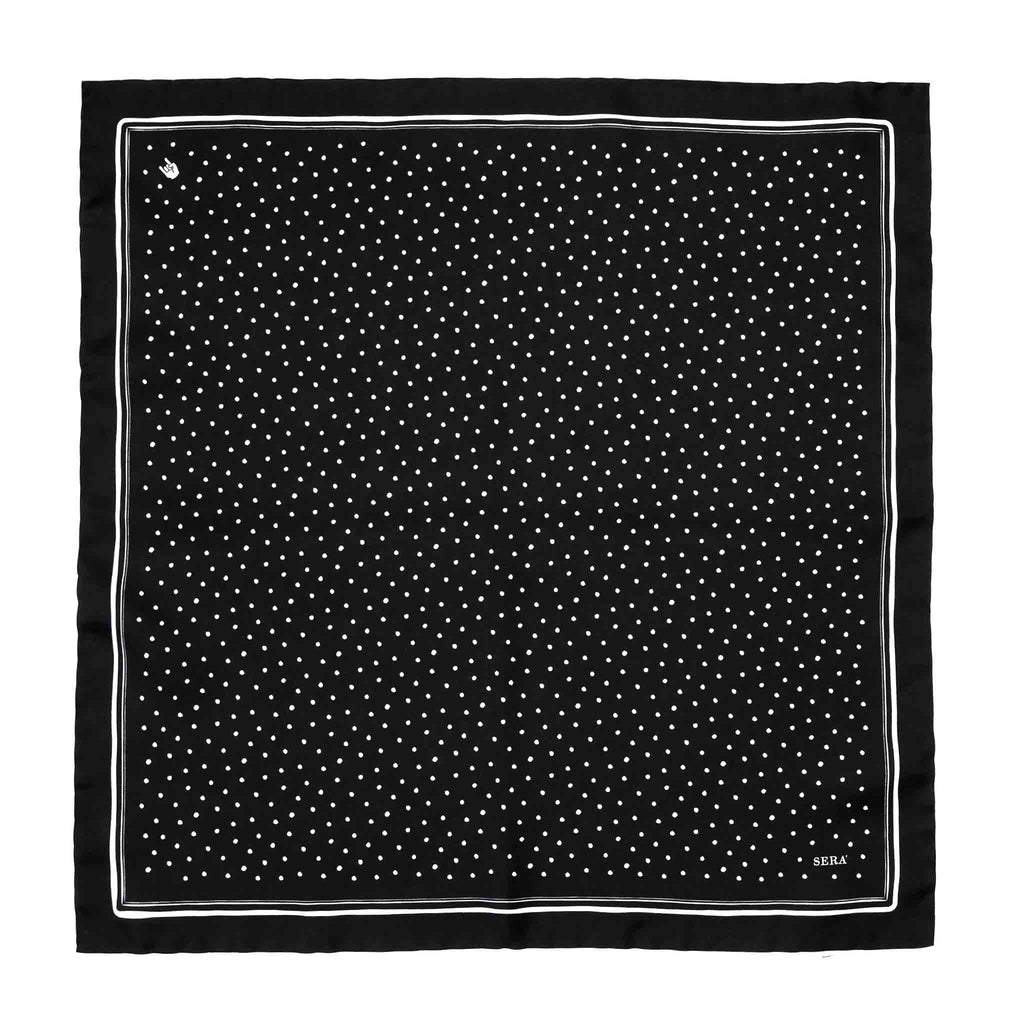 Corna Black Silk Pocket Square Serà Fine Silk