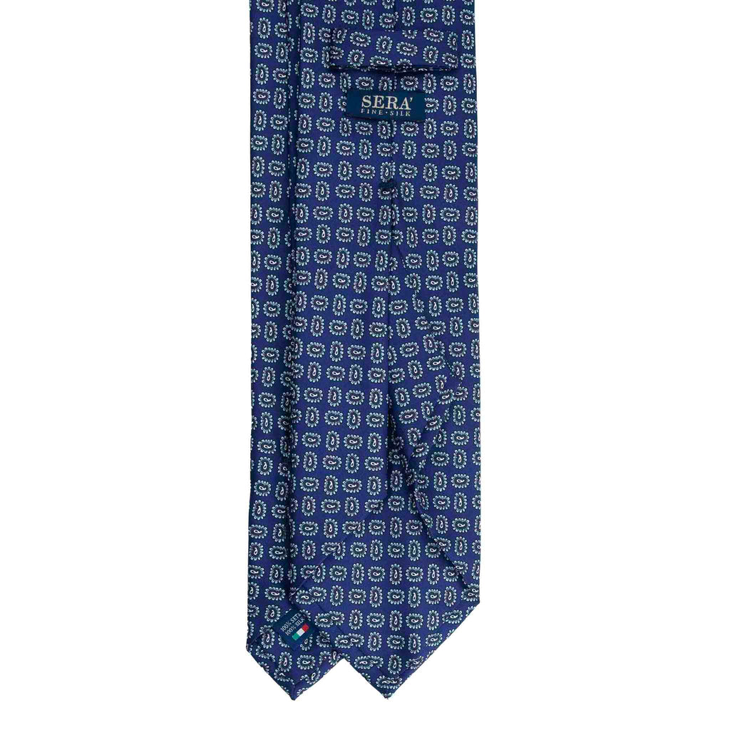 Blue Silk Tie with Small Paisley Pattern Serà Fine Silk