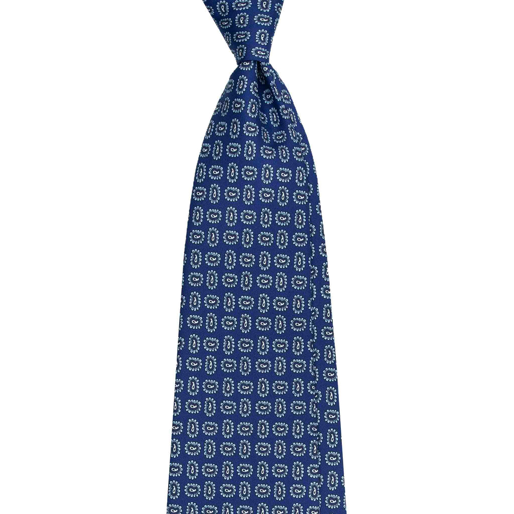 Blue Silk Tie with Small Paisley Pattern Serà Fine Silk