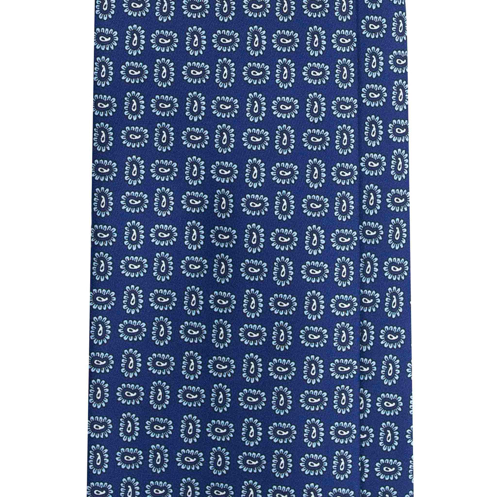 Blue Silk Tie with Small Paisley Pattern Serà Fine Silk