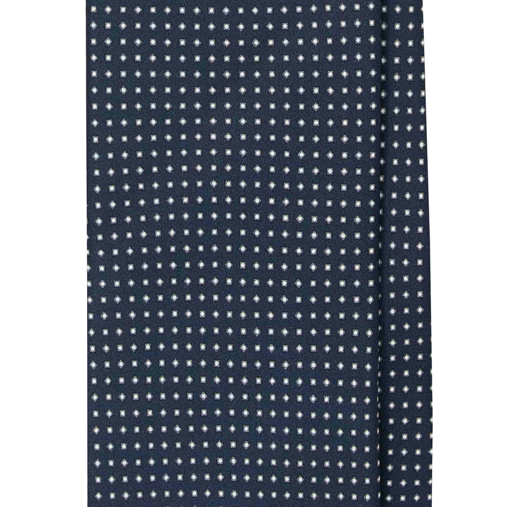 Square Dots Navy Silk Tie Serà Fine Silk