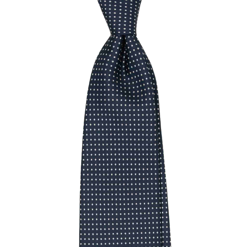 Square Dots Navy Silk Tie Serà Fine Silk