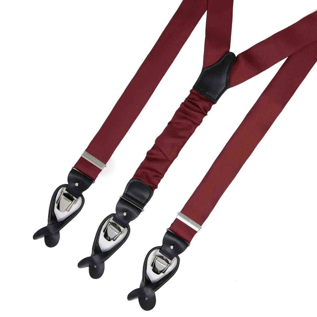 Light Blue Silk Tie & Burgundy Suspenders Set Serà Fine Silk