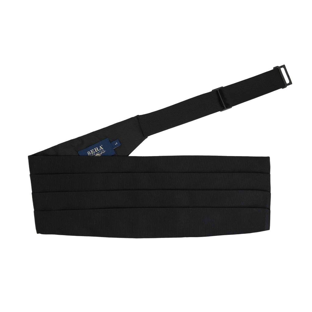 Black Grosgrain Silk 4 Pleat Cummerbund Serà Fine Silk