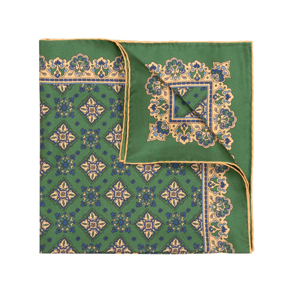 Green Silk Pocket Square Moss Amarone Serà Fine Silk