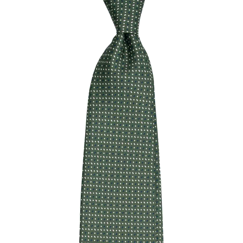 Green Silk Tie with Micro Oval Pattern Serà Fine Silk