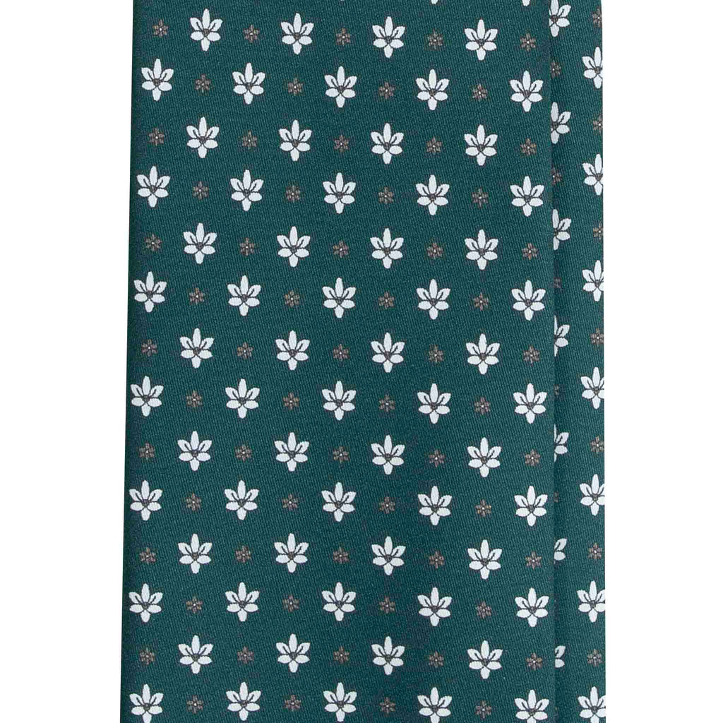 Green Silk Tie with Small Flowers Serà Fine Silk