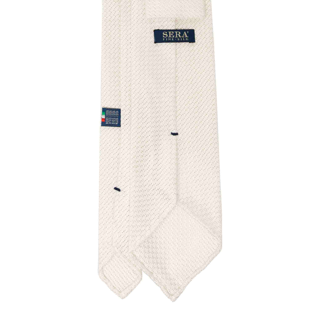 White Garza Grossa Grenadine Silk Tie Serà Fine Silk