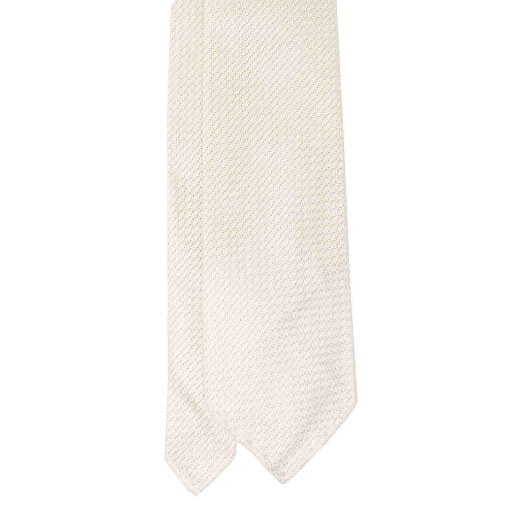 White Garza Grossa Grenadine Silk Tie Serà Fine Silk