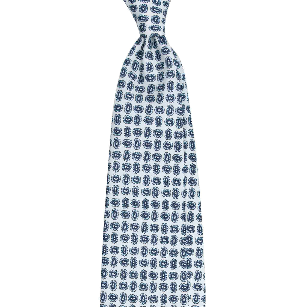 Grey Silk Tie with Small Paisley Pattern Serà Fine Silk