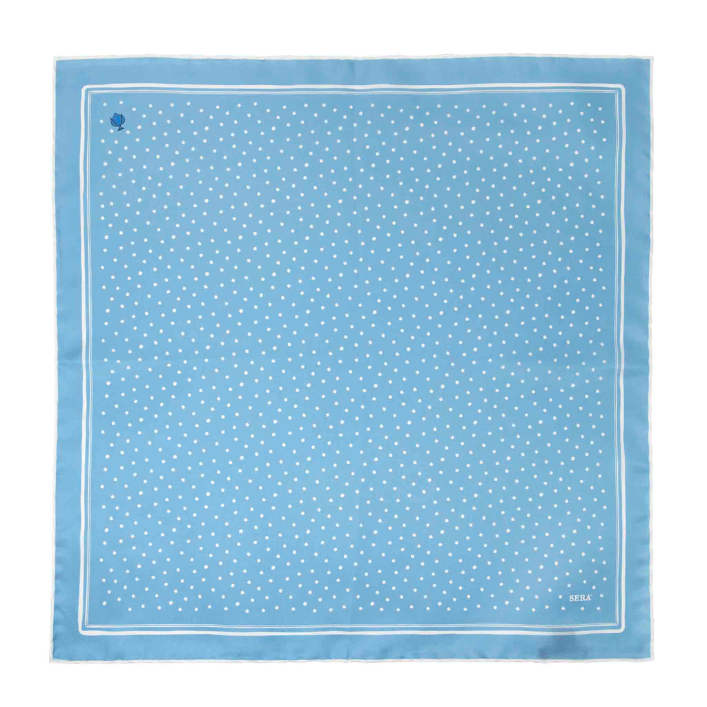 Pumo Light Blue Silk Pocket Square Serà Fine Silk