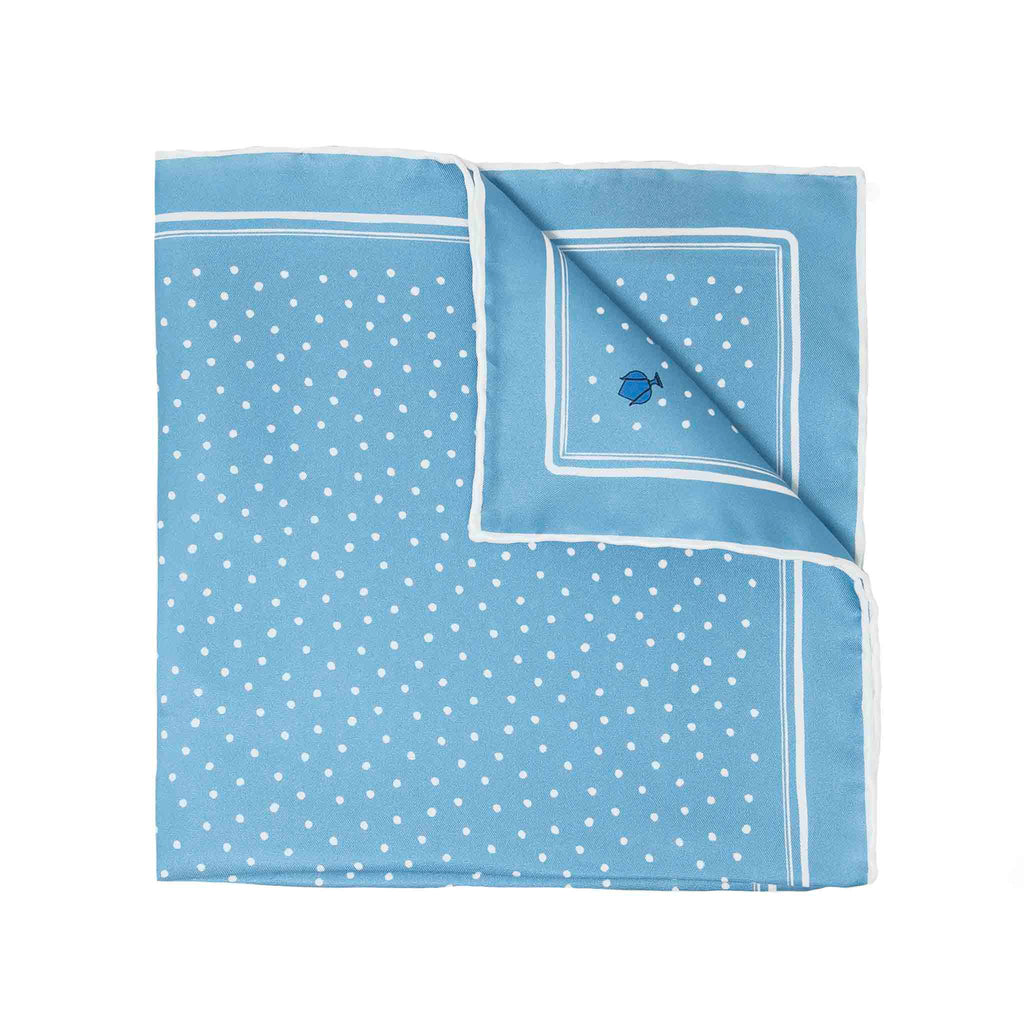 Pumo Light Blue Silk Pocket Square Serà Fine Silk