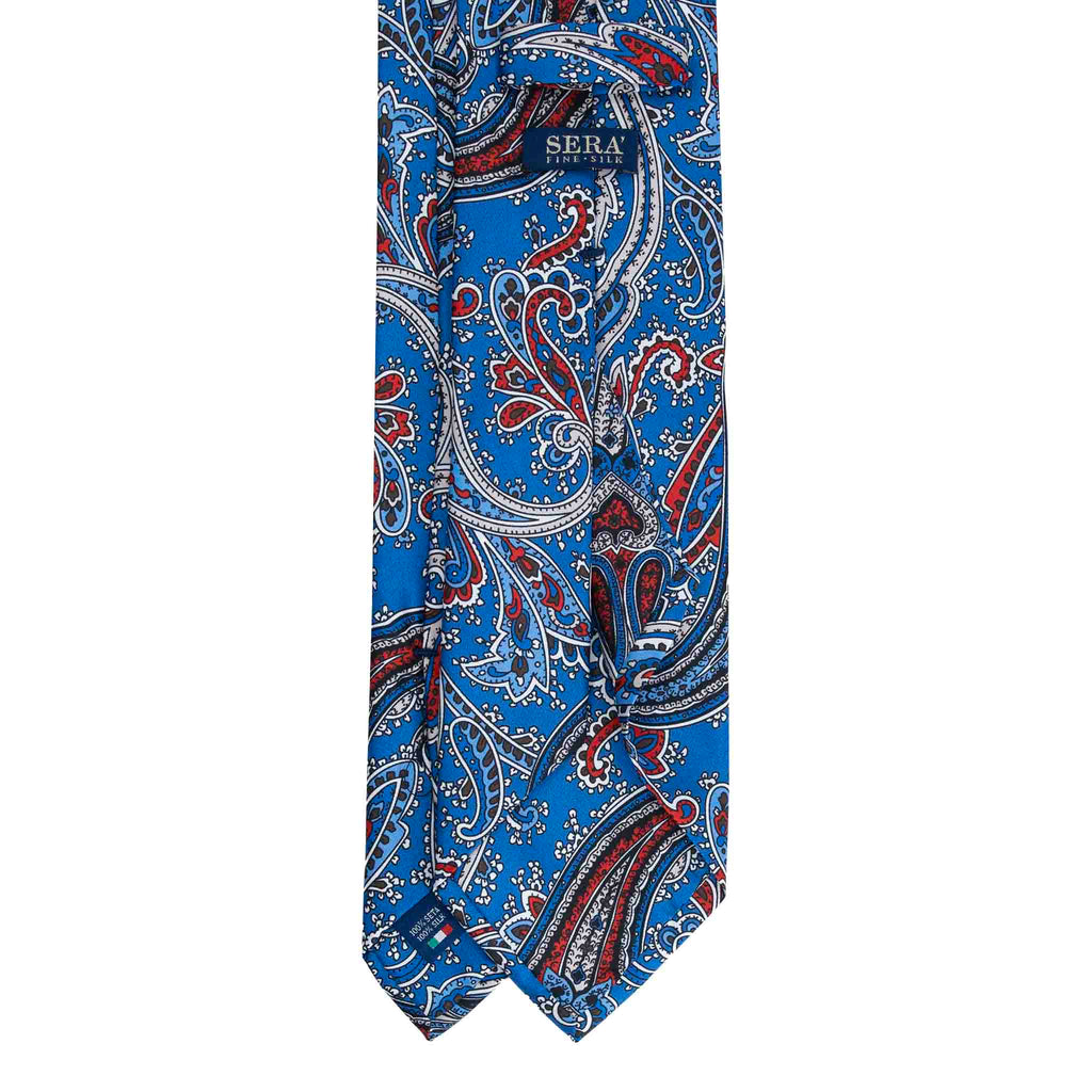 Light Blue Silk Tie with Classic Paisley Pattern Serà Fine Silk