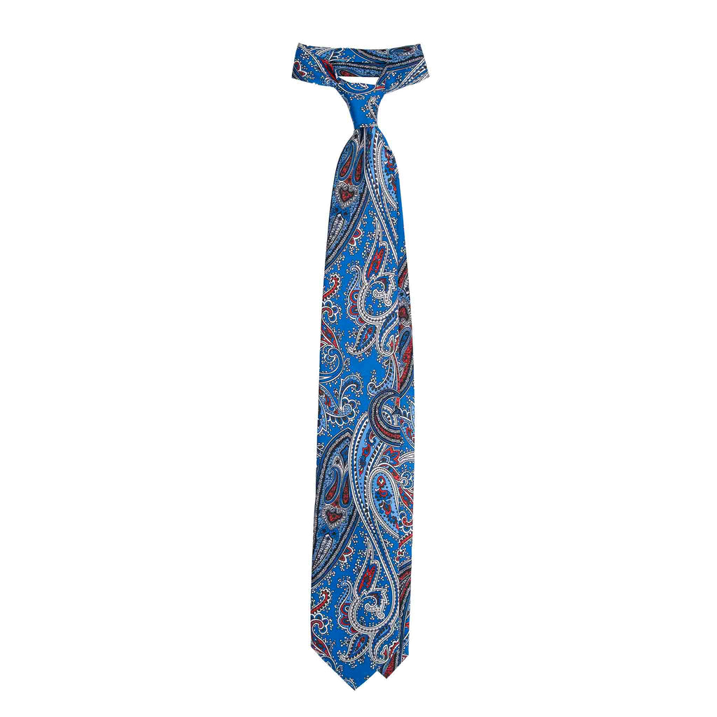 Light Blue Silk Tie with Classic Paisley Pattern Serà Fine Silk