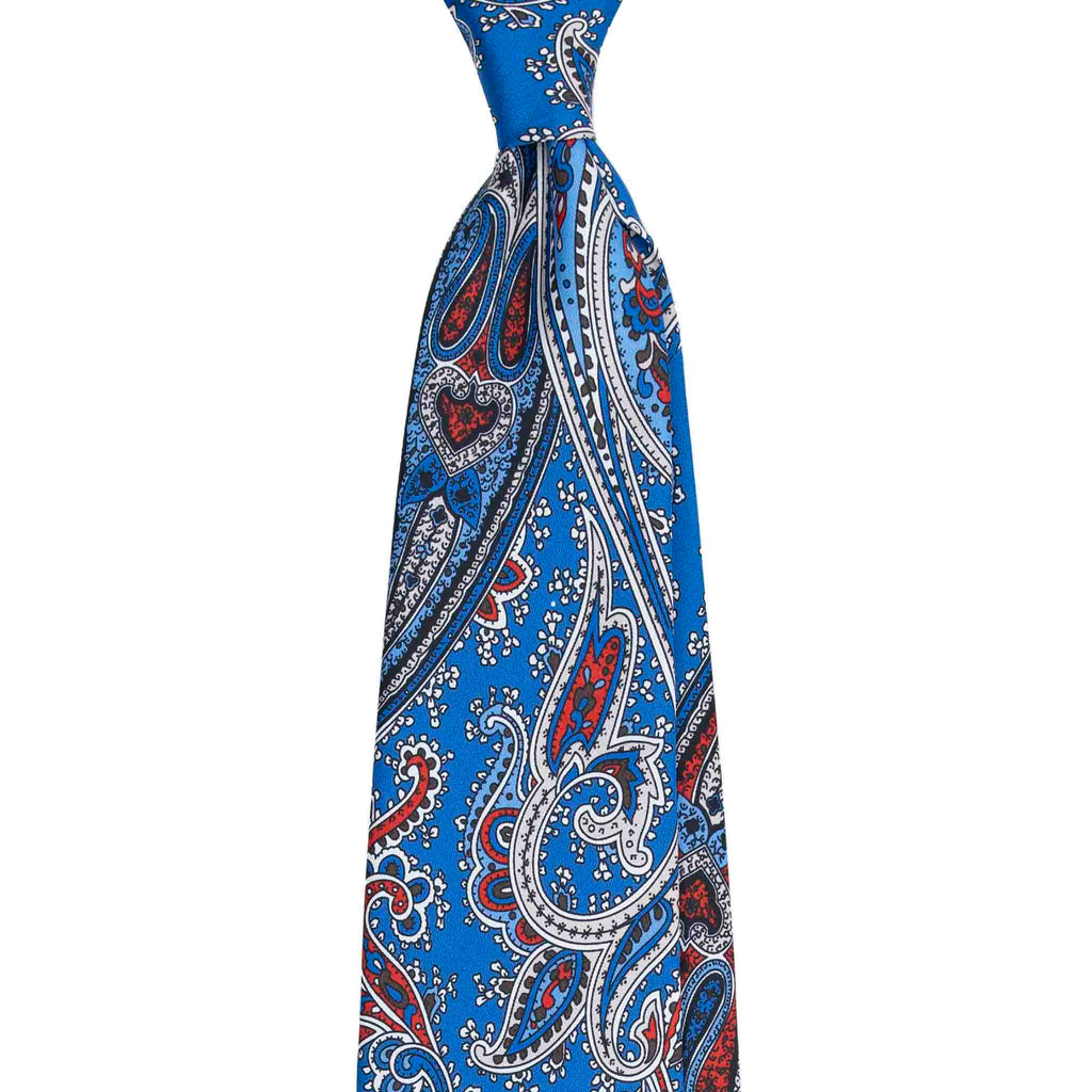 Light Blue Silk Tie with Classic Paisley Pattern Serà Fine Silk