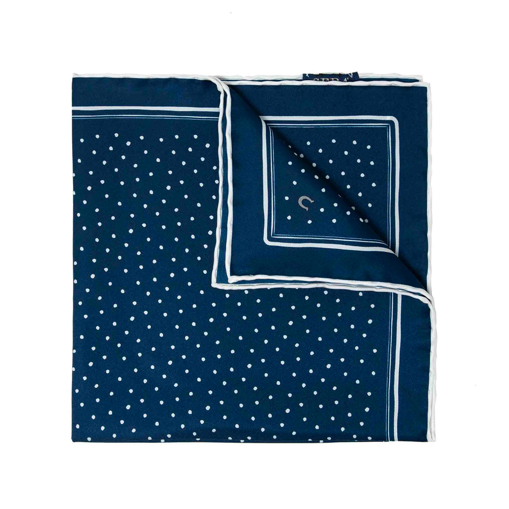 Horseshoe Navy Blue Silk Pocket Square Serà Fine Silk