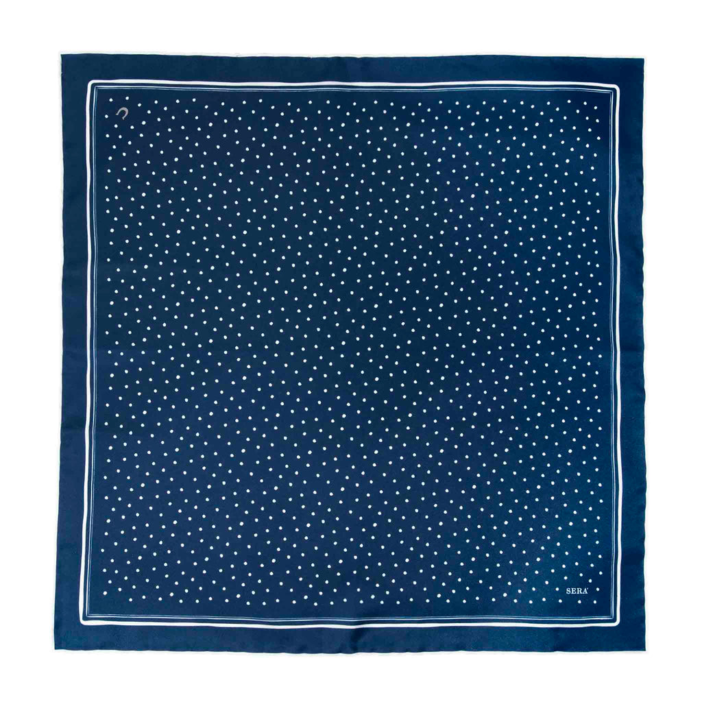 Horseshoe Navy Blue Silk Pocket Square Serà Fine Silk