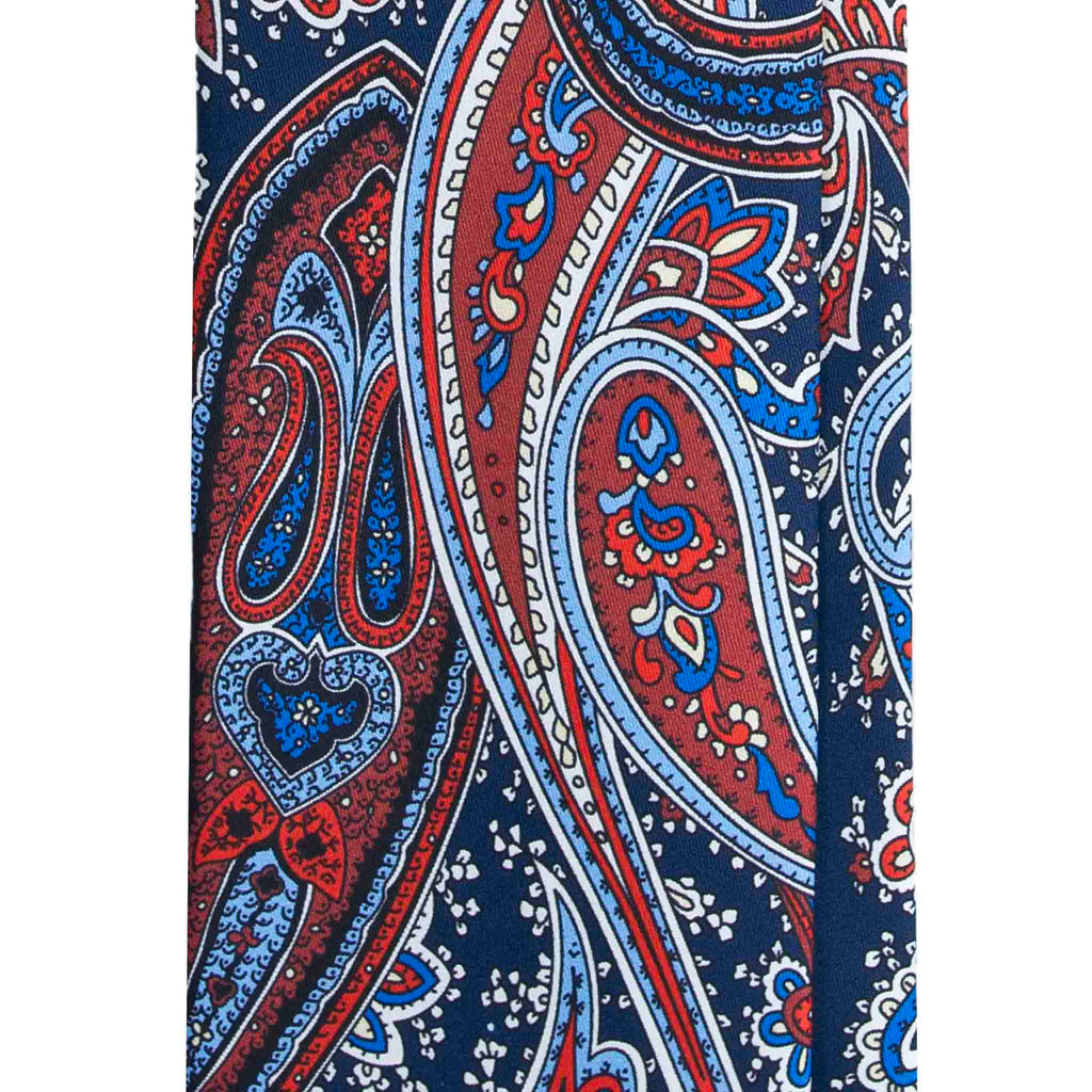 Navy Silk Tie with Classic Paisley Pattern Serà Fine Silk