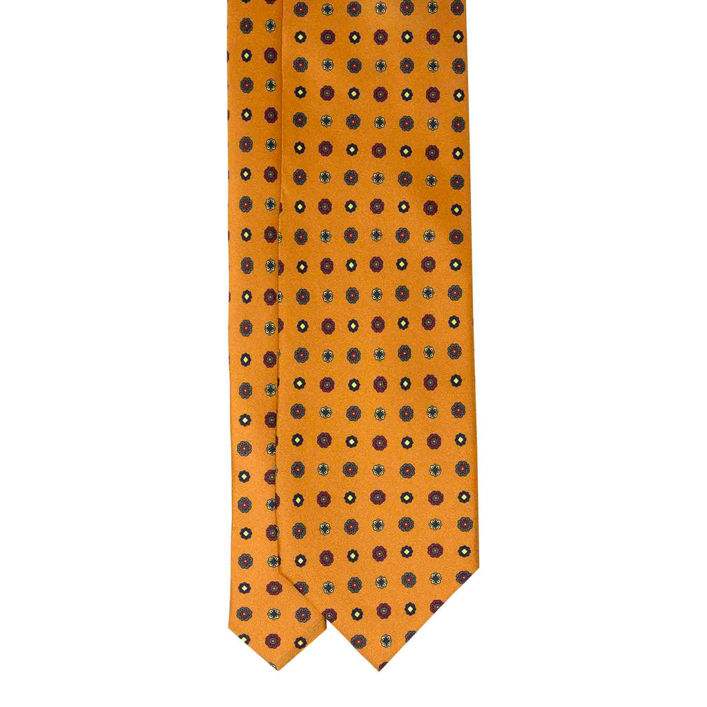 Orange Silk Tie & Bucaneve Pocket Square Set Serà Fine Silk