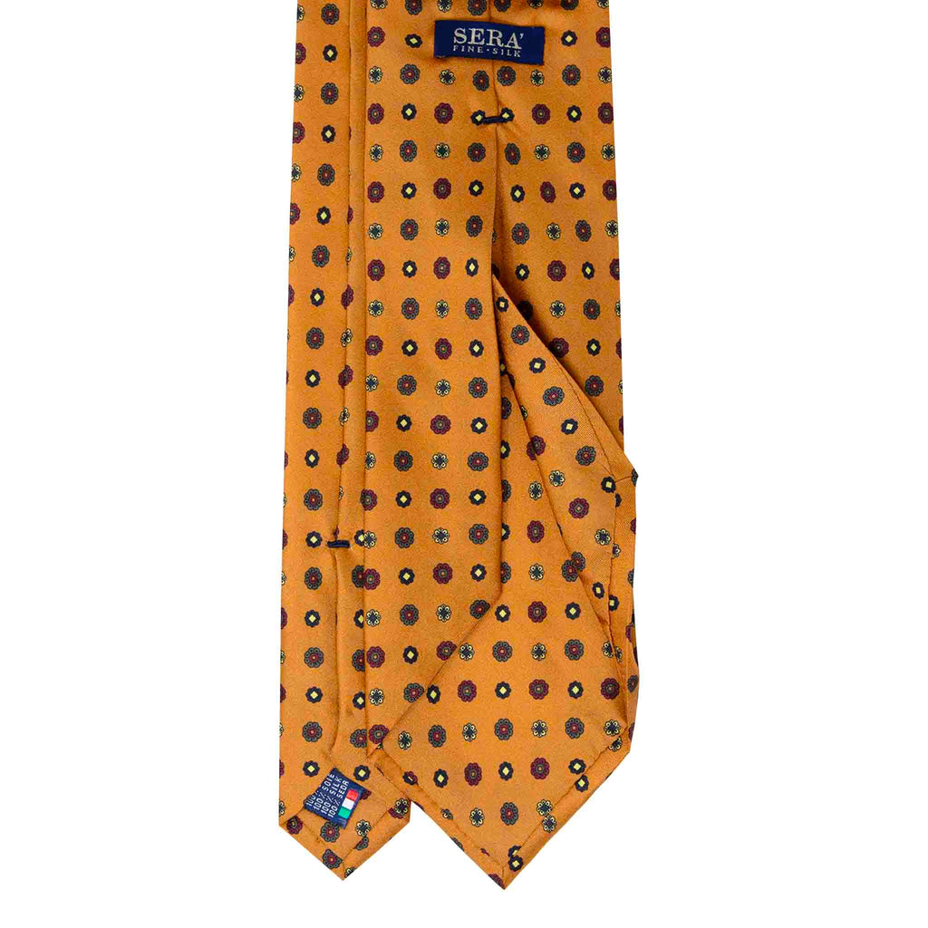 Orange Silk Tie & Bucaneve Pocket Square Set Serà Fine Silk