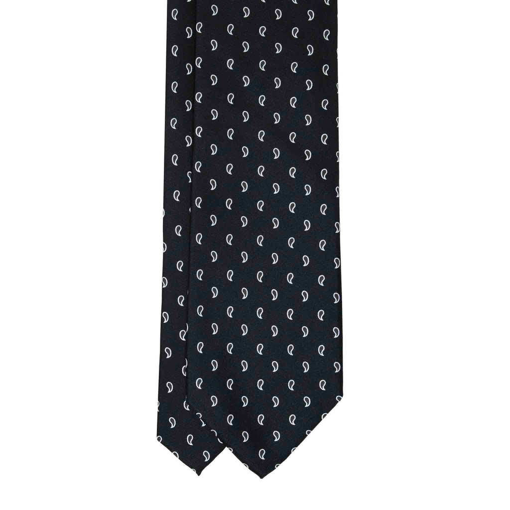 Black With White Paisley Silk Tie Sera Fine Silk