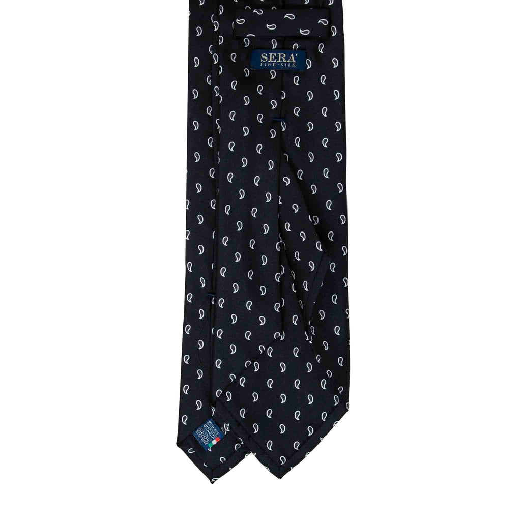 Black With White Paisley Silk Tie Sera Fine Silk