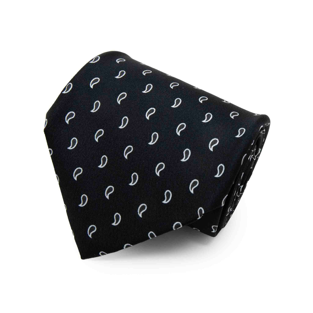 Black With White Paisley Silk Tie Sera Fine Silk