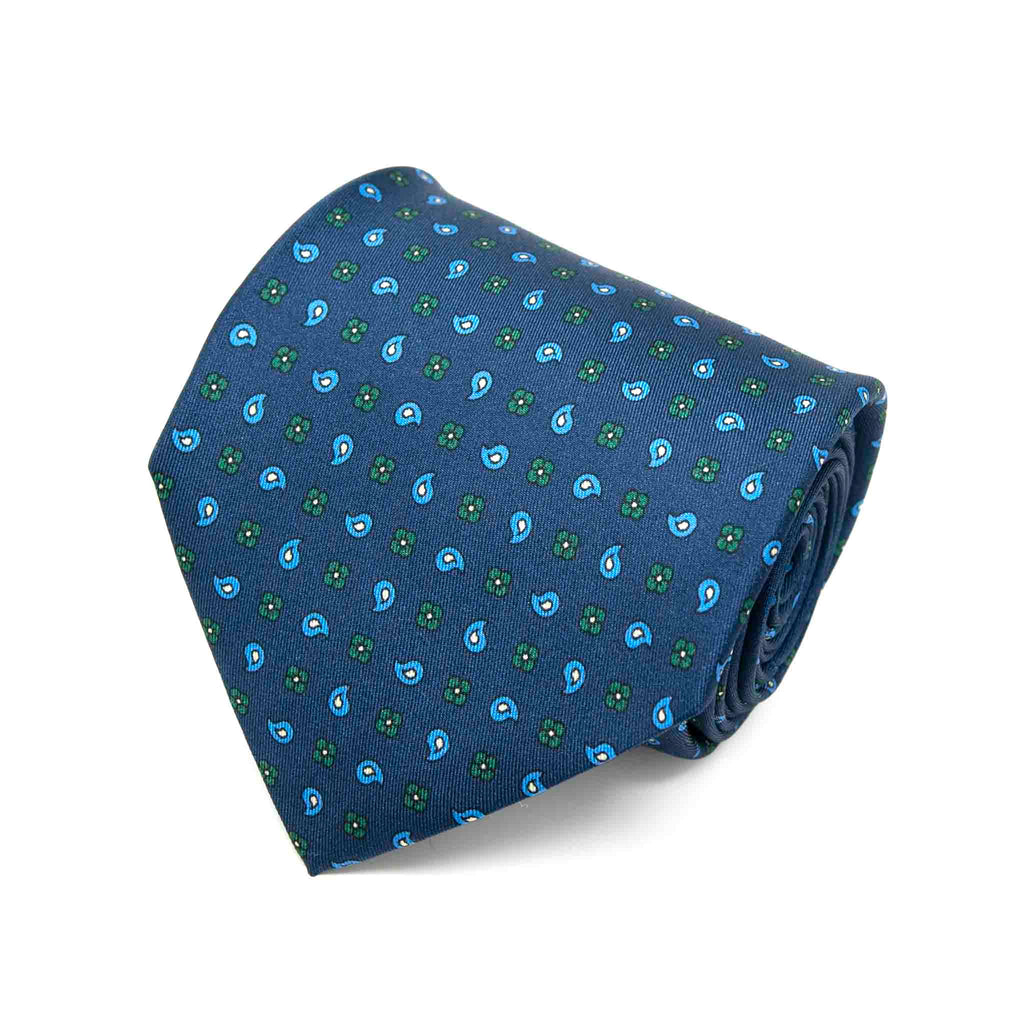 Blue and Green Paisley Silk Tie Serà Fine Silk