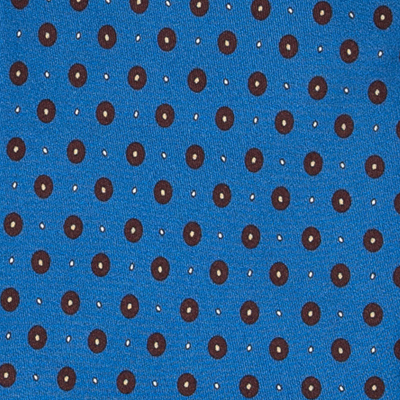 Blue with Brown Circles Pattern Silk Tie Serà Fine Silk