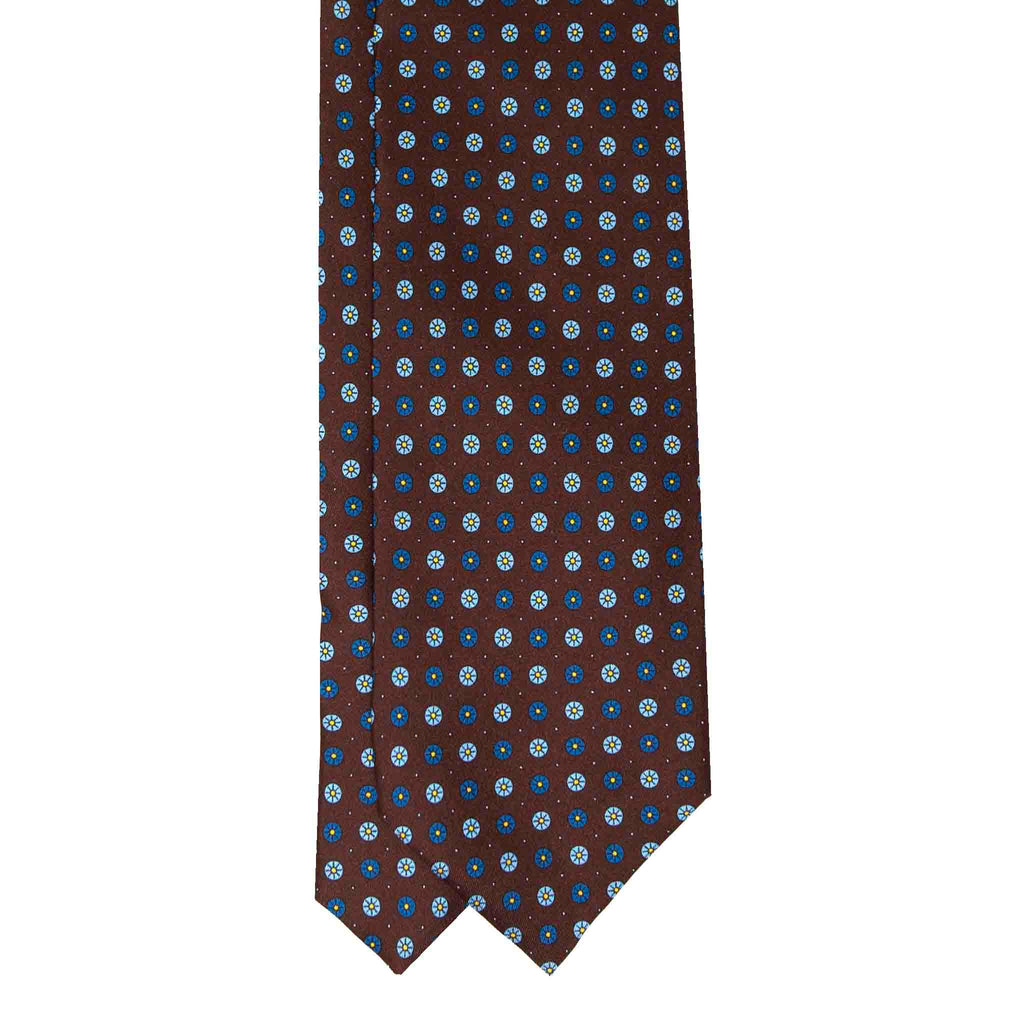 Brown with Small Circles Pattern Silk Tie Serà Fine Silk