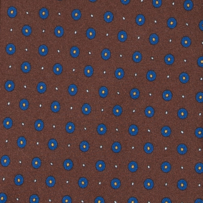 Brown with Small Blue Circles Silk Tie Serà Fine Silk