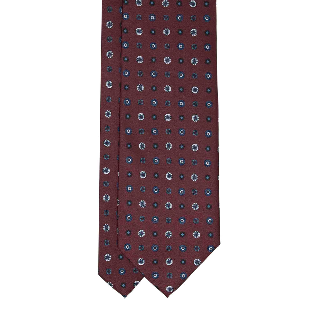 Burgundy With Navy Dots Silk Tie Sera Fine Silk