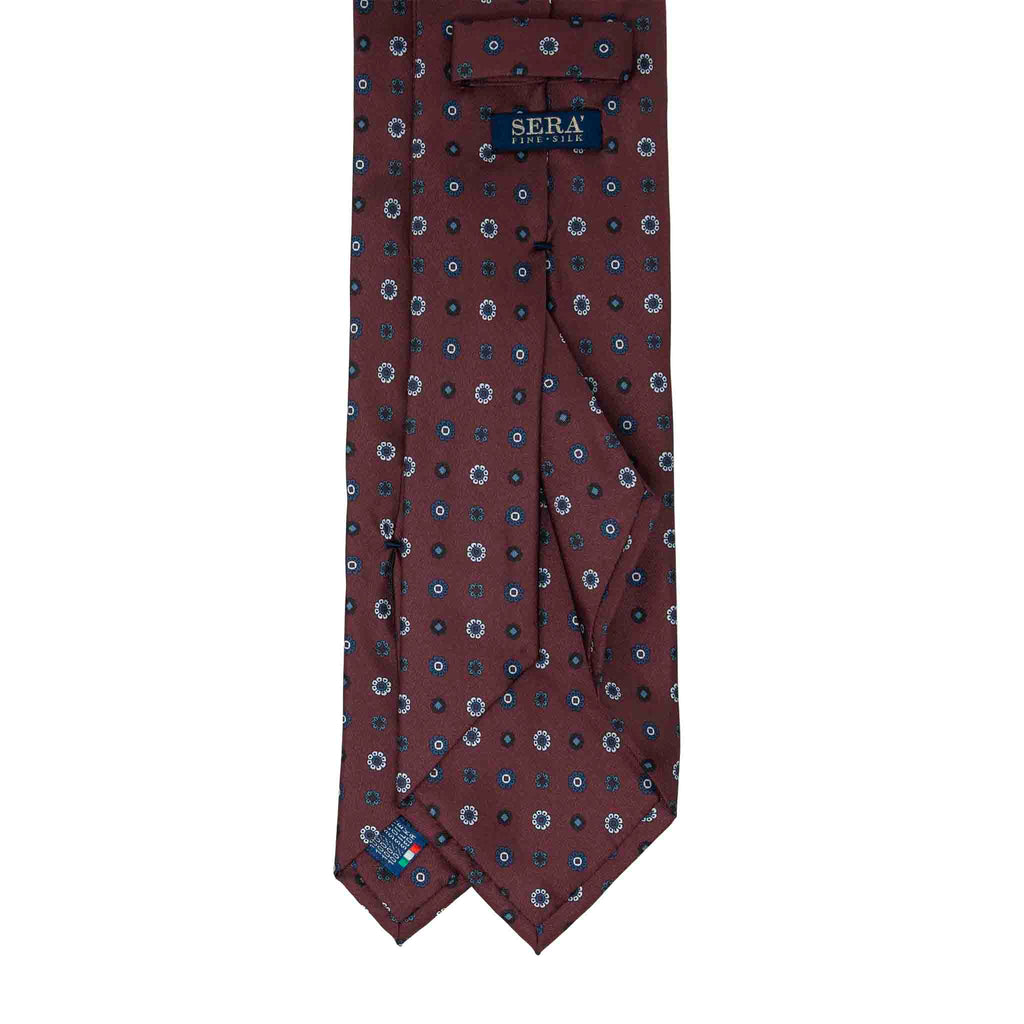 Burgundy With Navy Dots Silk Tie Sera Fine Silk