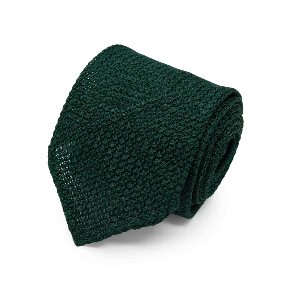 Dark Green Garza Grossa Grenadine Silk Tie Serà Fine Silk