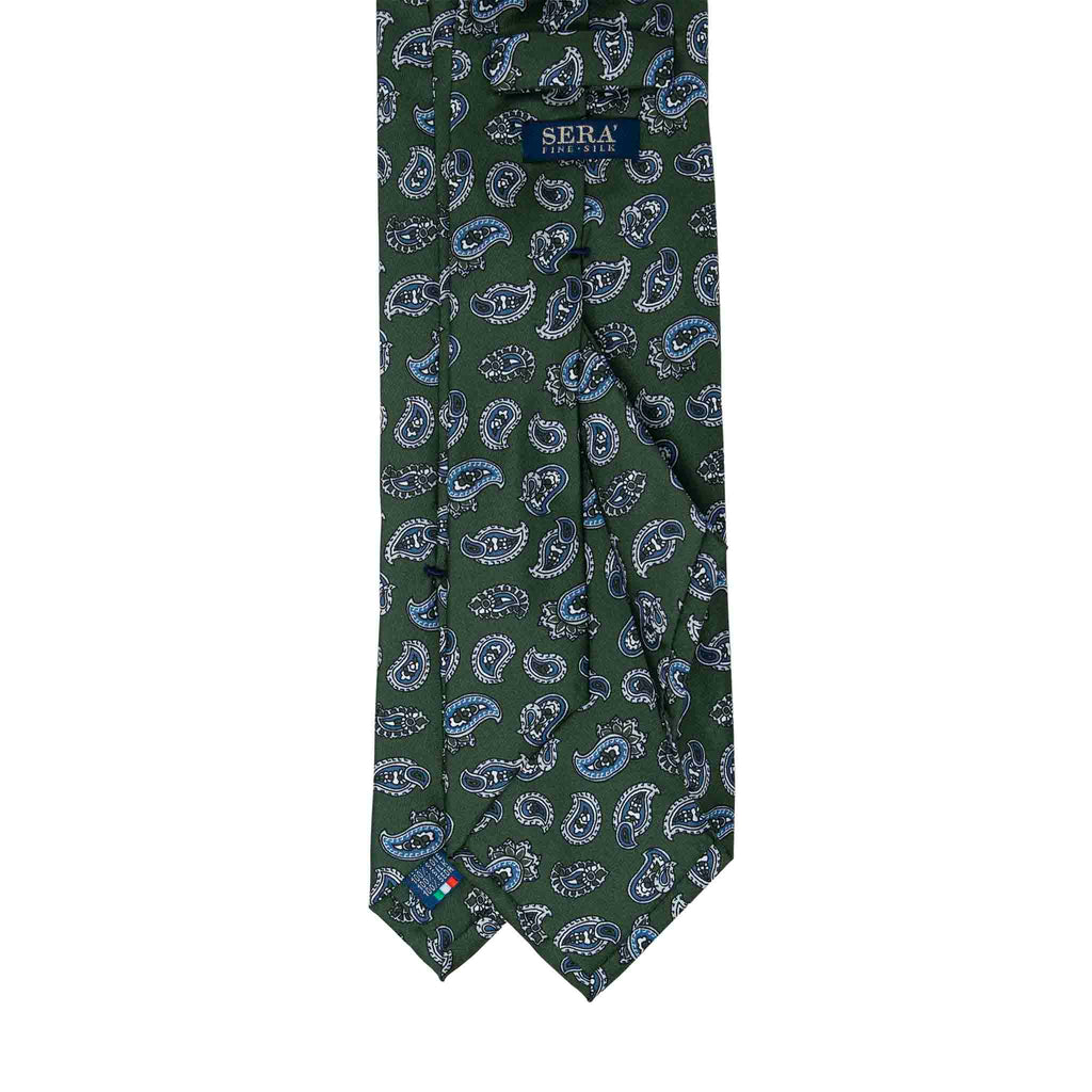 Forest Green with Blue Paisley Silk Tie Sera Fine Silk