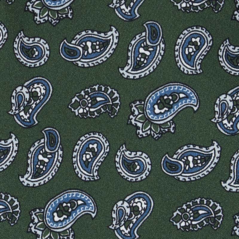 Forest Green with Blue Paisley Silk Tie Sera Fine Silk