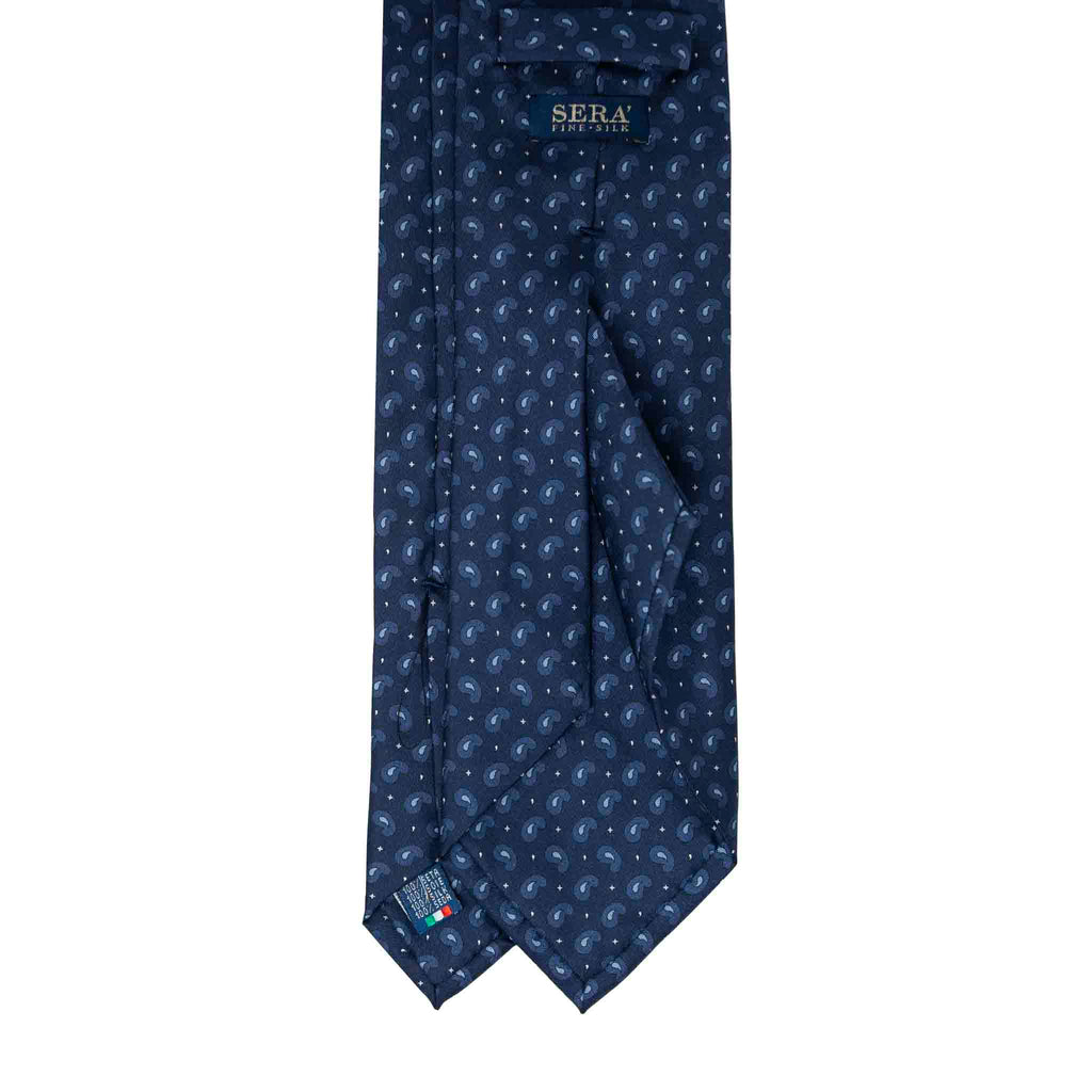 Navy With Light Blue Paisley Silk Tie Sera Fine Silk