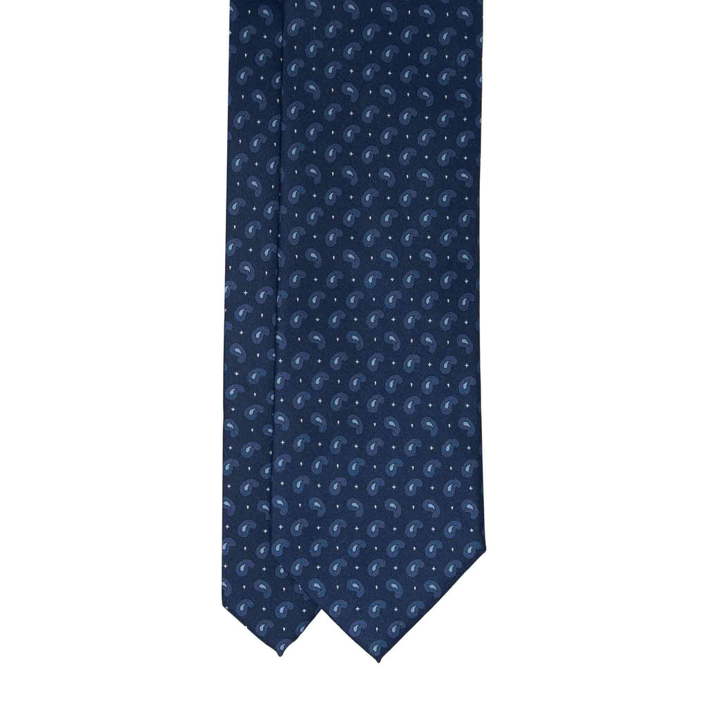 Navy With Light Blue Paisley Silk Tie Sera Fine Silk