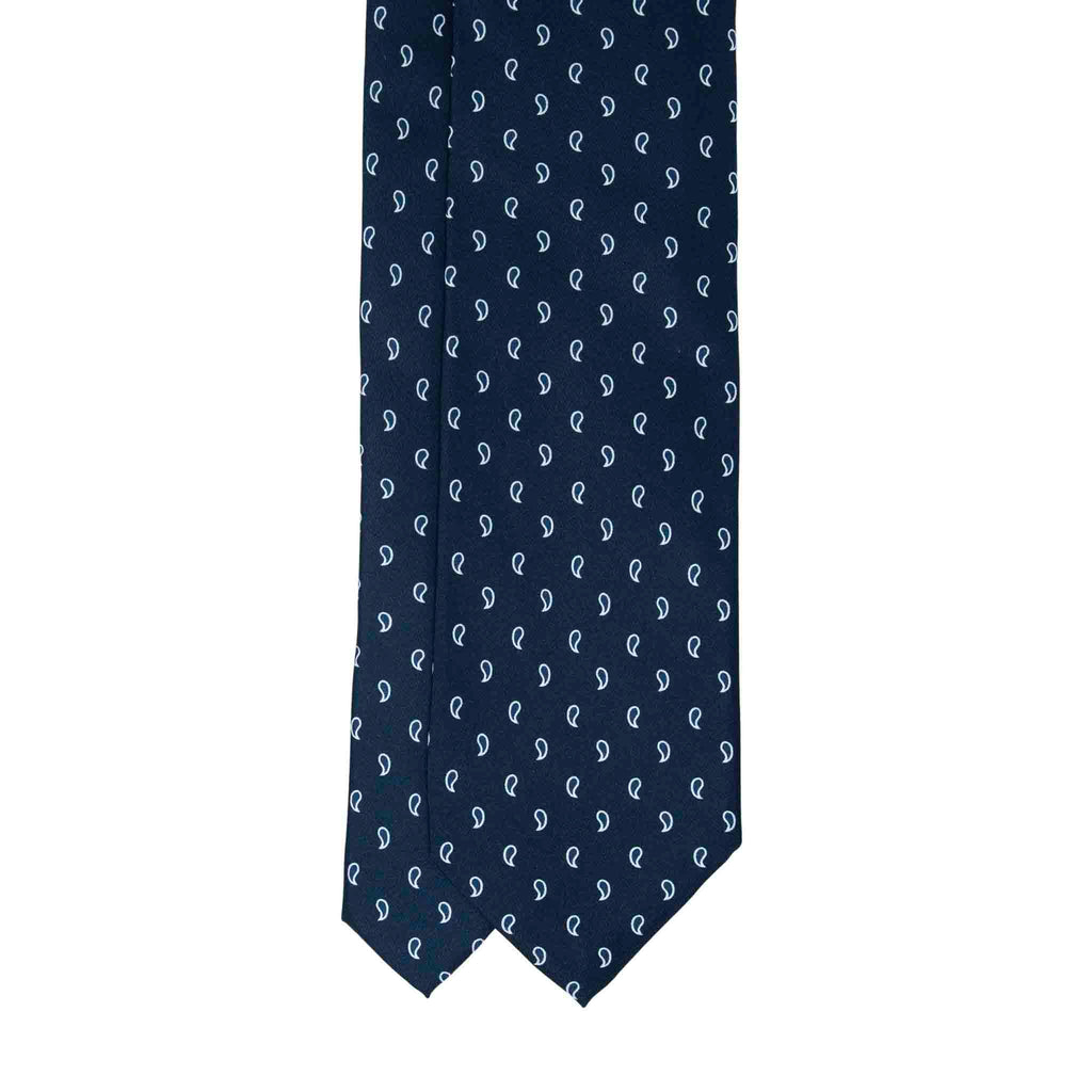 Navy With White Paisley Silk Tie Sera Fine Silk